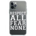 thumbnail image 1 of DistinctInk Clear Shockproof Hybrid Case for iPhone 12 Pro MAX (6.7" Screen) - TPU Bumper Acrylic Back Tempered Glass Screen Protector - Respect All Fear None, 1 of 2