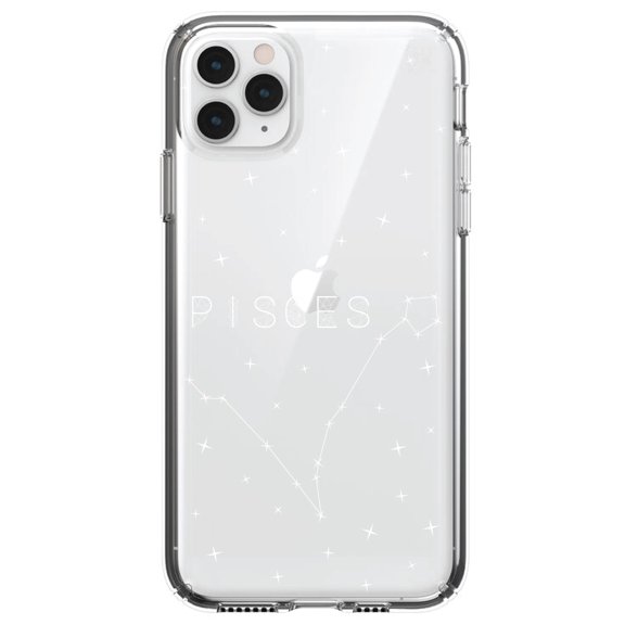DistinctInk Clear Hybrid Case for Apple iPhone 12 Pro Max (6.7" Screen) - Star Zodiac Pisces - Wireless Charging Compatible