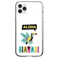 thumbnail image 1 of DistinctInk Clear Shockproof Hybrid Case for iPhone 12 Pro MAX (6.7" Screen) - TPU Bumper, Acrylic Back, Tempered Glass Screen Protector - Summer Graphics - Aloha Hawaii Yellow Teal Pink, 1 of 2