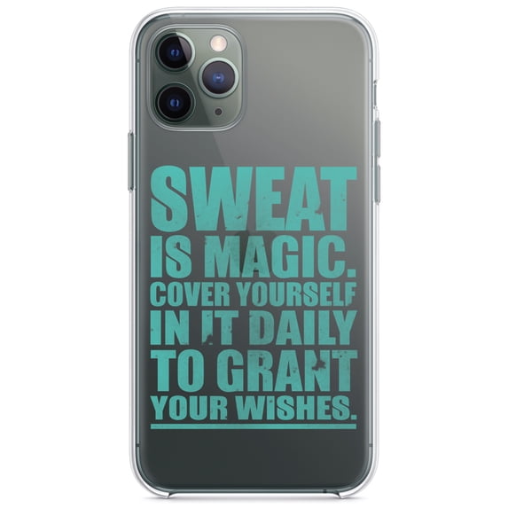 DistinctInk Clear Hybrid Case for Apple iPhone 12 Pro Max (6.7" Screen) - Sweat is Magic Cover Yourself Daily Grand Wishes - Wireless Charging Compatible