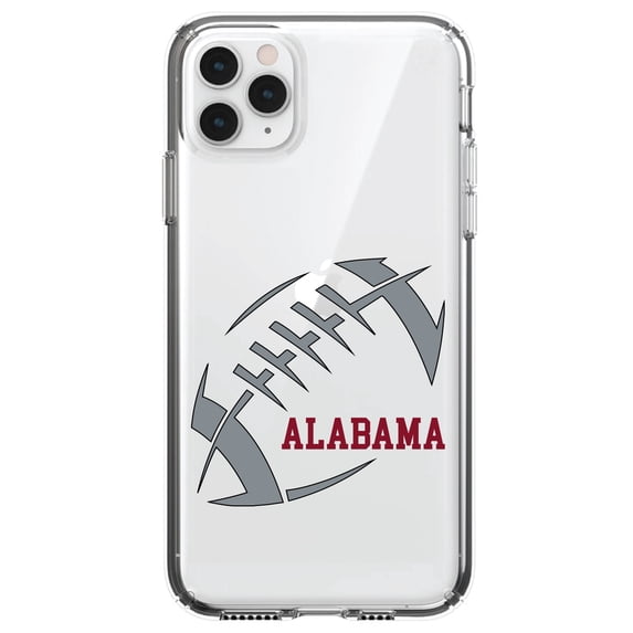 DistinctInk Clear Hybrid Case for Apple iPhone 13 (6.1" Screen) - Crimson, Gray - Slim Profile Design