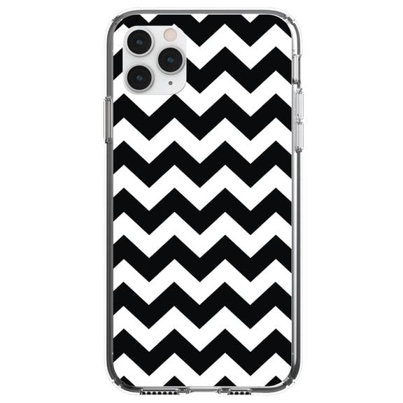 DistinctInk Clear Hybrid Case for Apple iPhone 13 (6.1" Screen) - Chevron Stripes Pattern - Wireless Charging Compatible