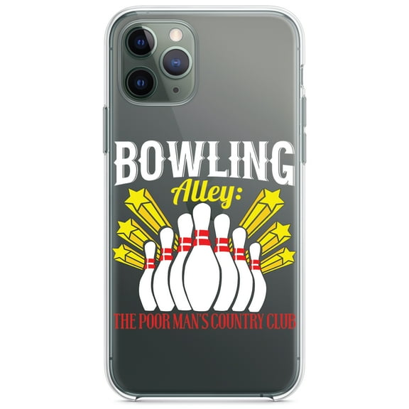 DistinctInk Clear Hybrid Case for Apple iPhone 13 (6.1" Screen) - Bowling Alley The Poor Man's Country Club - Raised Bezel Screen Guard