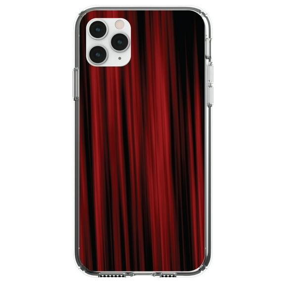 DistinctInk Clear Hybrid Case for Apple iPhone 13 (6.1" Screen) - Bright Red Curtains - Shockproof Protection