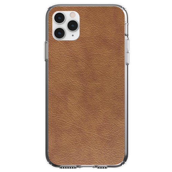DistinctInk Clear Hybrid Case for Apple iPhone 13 (6.1" Screen) - Printed Faux Leather Image - Lightweight Grip
