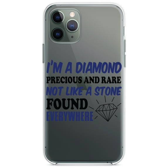 DistinctInk Clear Hybrid Case for Apple iPhone 13 (6.1" Screen) - I'm a Diamond Precious Rare Not Everywhere - Wireless Charging Compatible