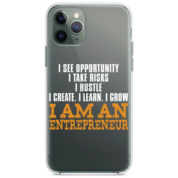 DistinctInk Clear Hybrid Case for Apple iPhone 13 (6.1" Screen) - Entrepreneur Opportunity Risks Hustle - Lightweight Grip