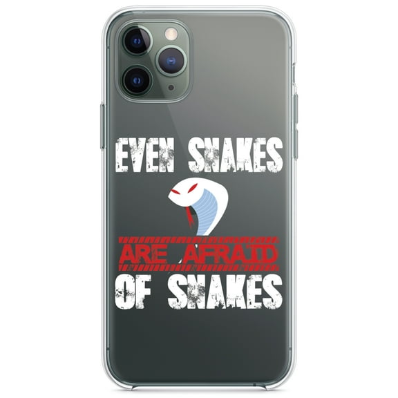 DistinctInk Clear Hybrid Case for Apple iPhone 13 (6.1" Screen) - Even Snakes are Afraid of Snakes - Slim Profile Design