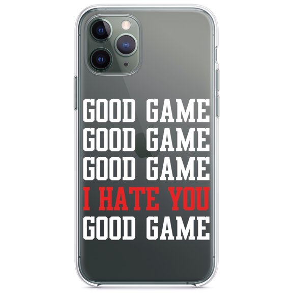 DistinctInk Clear Hybrid Case for Apple iPhone 13 (6.1" Screen) - Good Game I Hate You Good Game - Wireless Charging Compatible