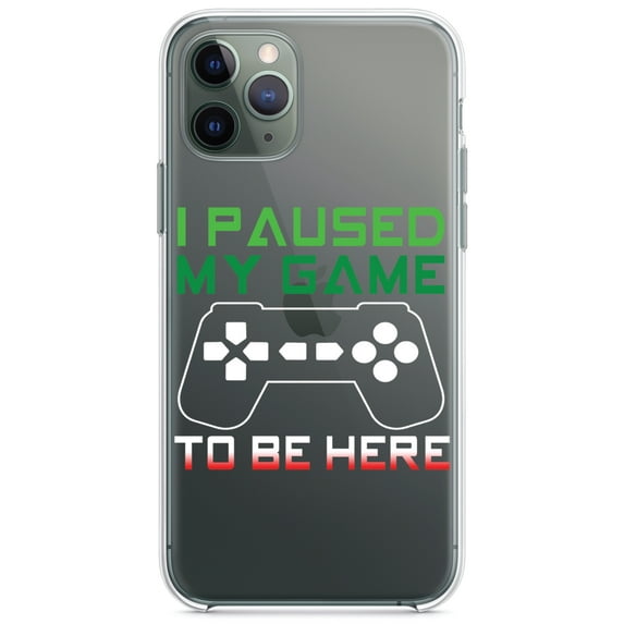 DistinctInk Clear Hybrid Case for Apple iPhone 13 (6.1" Screen) - I Paused My Game to Be Here Gamer Video Games - Wireless Charging Compatible