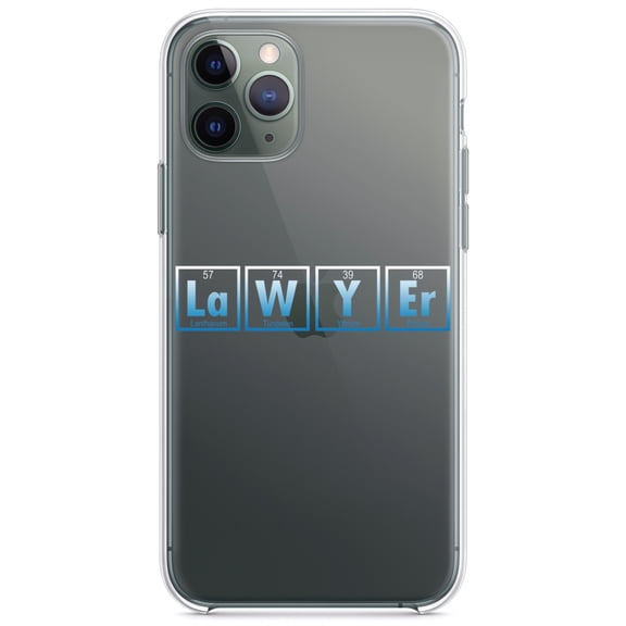 DistinctInk Clear Hybrid Case for Apple iPhone 13 (6.1" Screen) - Lawyer Elements Periodic Table - Raised Bezel Screen Guard