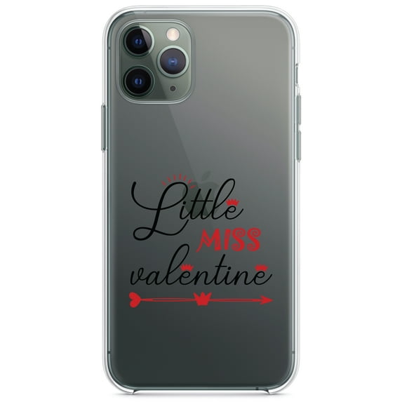 DistinctInk Clear Shockproof Hybrid Case for iPhone 13 (6.1" Screen) - TPU Bumper Acrylic Back Tempered Glass Screen Protector - Little Miss Valentine