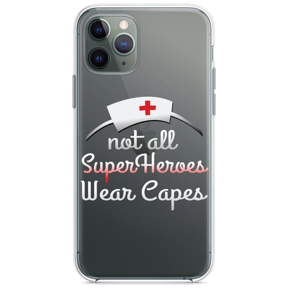 DistinctInk Clear Hybrid Case for Apple iPhone 13 (6.1" Screen) - Not All Super Heroes Wear Capes - Raised Bezel Screen Guard