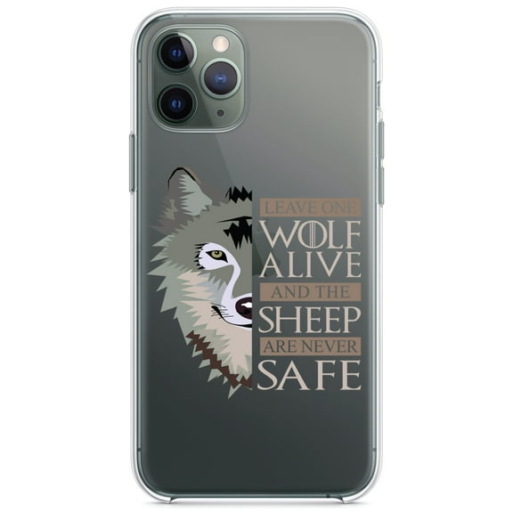 DistinctInk Clear Hybrid Case for Apple iPhone 13 (6.1" Screen) - One Wolf Alive, Sheep Never Safe - Lightweight Grip