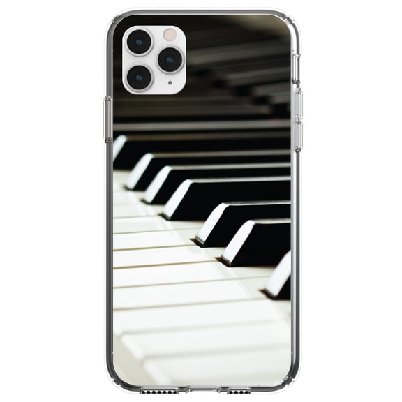 DistinctInk Clear Hybrid Case for Apple iPhone 13 (6.1" Screen) - Piano Keys Keyboard - Lightweight Grip