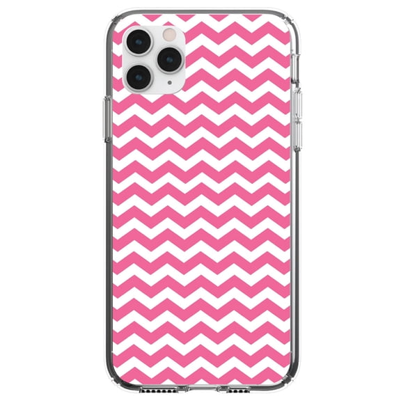 DistinctInk Clear Hybrid Case for Apple iPhone 13 (6.1" Screen) - Chevron Stripes Pattern - Shockproof Protection