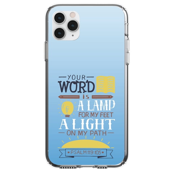 DistinctInk Clear Hybrid Case for Apple iPhone 13 (6.1" Screen) - World is a Lamp, A Light on My Path - Lightweight Grip