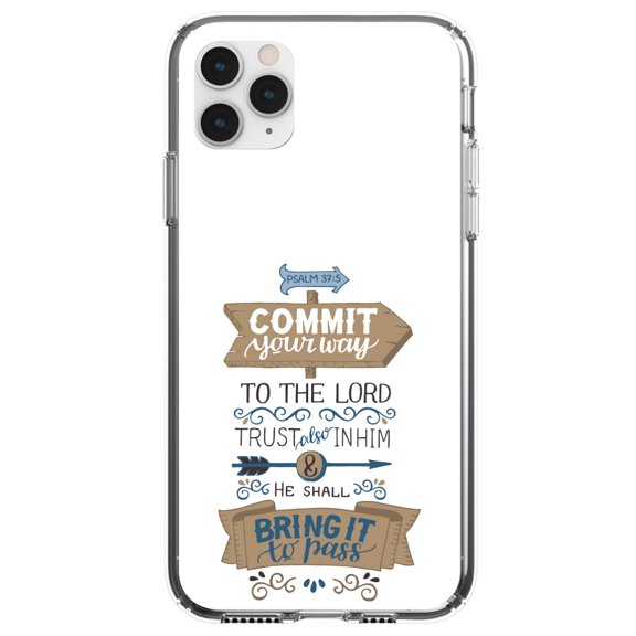DistinctInk Clear Hybrid Case for Apple iPhone 13 (6.1" Screen) - Commt Your Way to the Lord - Lightweight Grip