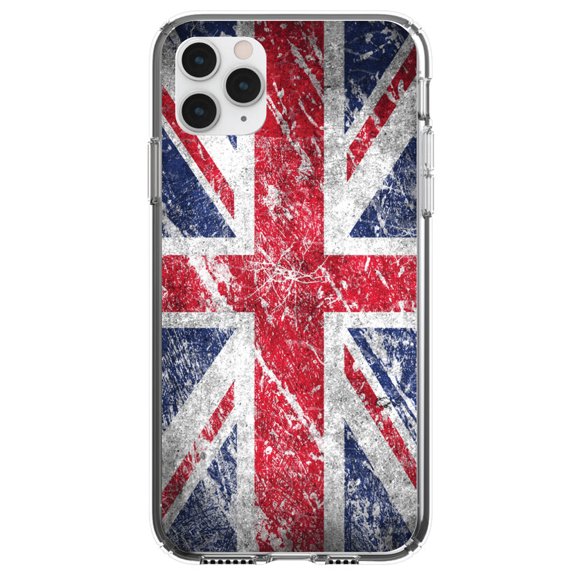 DistinctInk Clear Hybrid Case for Apple iPhone 13 (6.1" Screen) - Show Your Love of the UK - Lightweight Grip