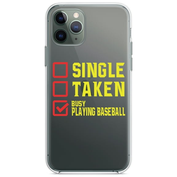 DistinctInk Clear Hybrid Case for Apple iPhone 13 (6.1" Screen) - Single Taken Busy Playing Baseball - Wireless Charging Compatible