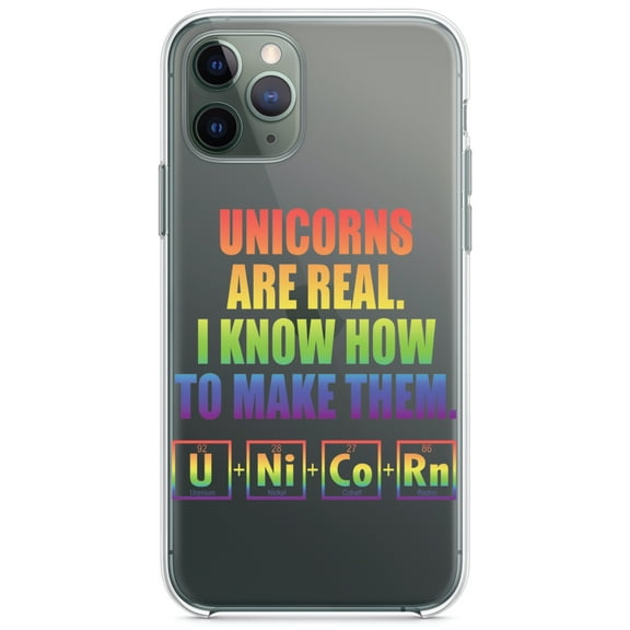 DistinctInk Clear Hybrid Case for Apple iPhone 13 (6.1" Screen) - Unicorns Are Real. I Know How To Make Them - Slim Profile Design