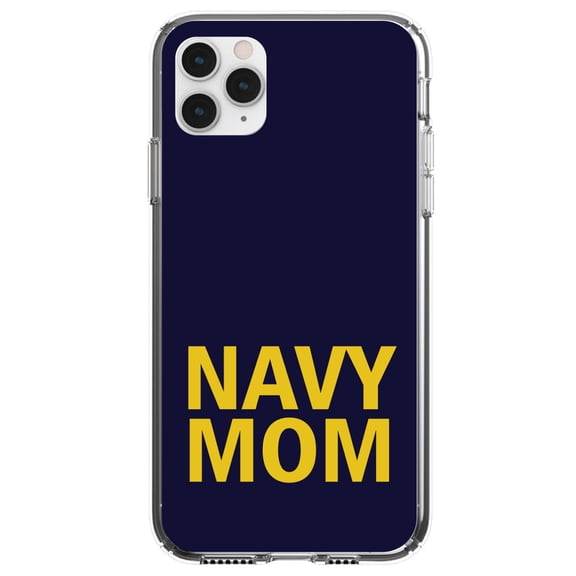 DistinctInk Clear Hybrid Case for Apple iPhone 13 (6.1" Screen) - Show Your Support for the Navy - Shockproof Protection