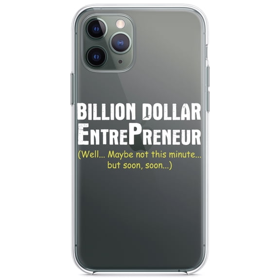 DistinctInk Clear Hybrid Case for Apple iPhone 13 Pro (6.1" Screen) - Billion Dollar Entrepreneur - Slim Profile Design