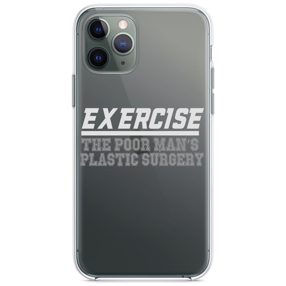 DistinctInk Clear Hybrid Case for Apple iPhone 13 Pro (6.1" Screen) - Exercise The Poor Man's Plastic Surgery - Wireless Charging Compatible
