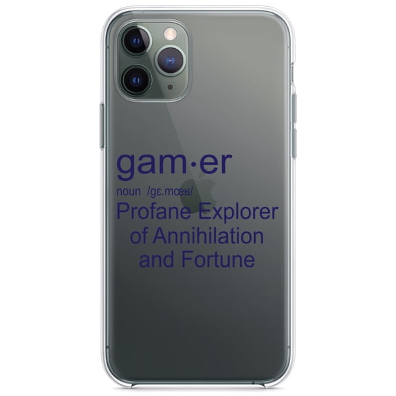 DistinctInk Clear Hybrid Case for Apple iPhone 13 Pro (6.1" Screen) - Gamer Dictionary Definition Profane Explorer - Tempered Glass Back