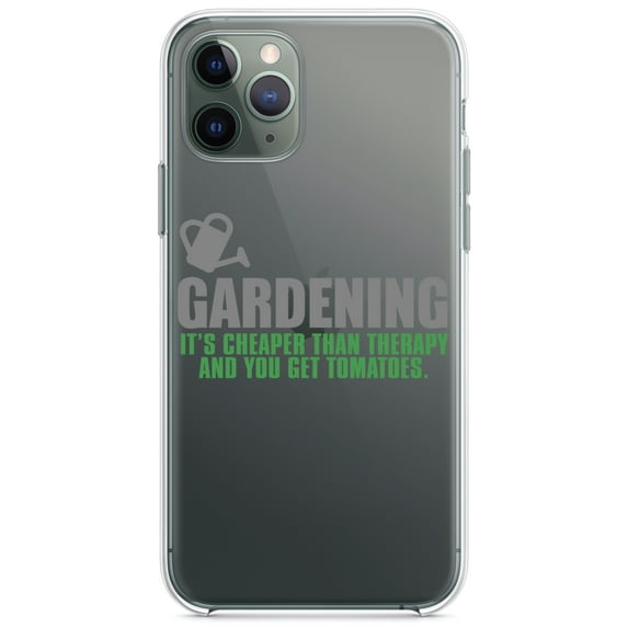 DistinctInk Clear Hybrid Case for Apple iPhone 13 Pro (6.1" Screen) - Cheaper Than Therapy & You Get Tomatoes - Slim Profile Design