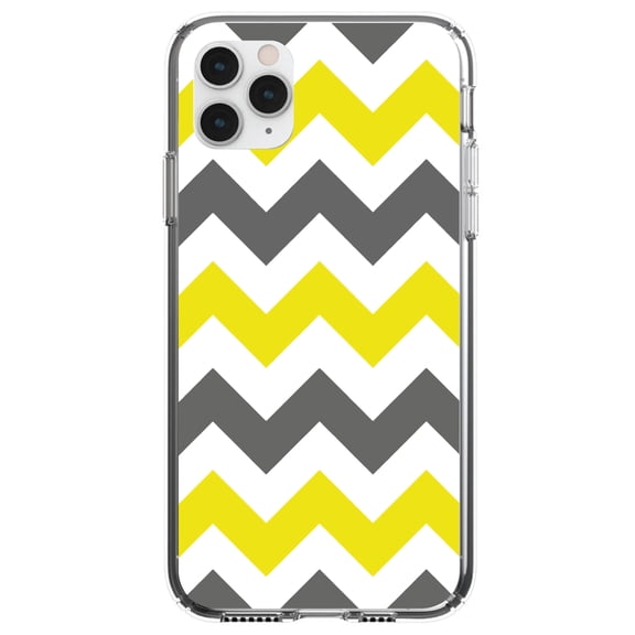 DistinctInk Clear Hybrid Case for Apple iPhone 13 Pro (6.1" Screen) - Chevron Stripes Pattern - Shockproof Protection