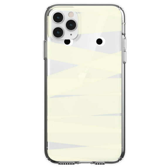 DistinctInk Clear Hybrid Case for Apple iPhone 13 Pro (6.1" Screen) - Halloween Mummy - Raised Bezel Screen Guard