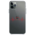 thumbnail image 1 of DistinctInk Clear Hybrid Case for Apple iPhone 13 Pro (6.1" Screen) - Heart Pulse EKG Red Valentine - Slim Profile Design, 1 of 2