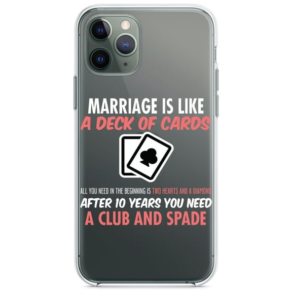 DistinctInk Clear Hybrid Case for Apple iPhone 13 Pro (6.1" Screen) - Marriage is Like a Deck of Cards - Wireless Charging Compatible