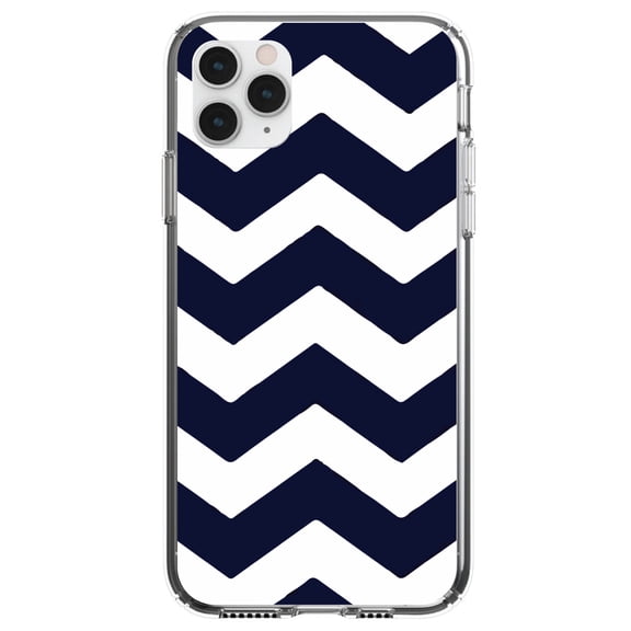DistinctInk Clear Hybrid Case for Apple iPhone 13 Pro (6.1" Screen) - Chevron Stripes Pattern - Slim Profile Design