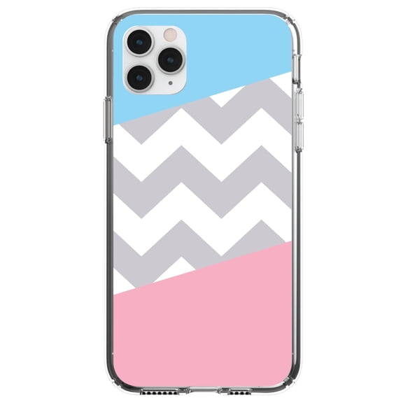 DistinctInk Clear Hybrid Case for Apple iPhone 13 Pro (6.1" Screen) - Chevron Stripes Pattern - Shockproof Protection