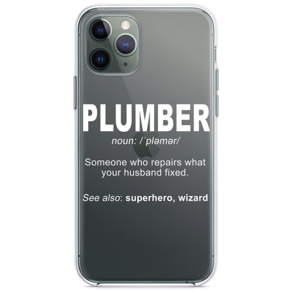DistinctInk Clear Hybrid Case for Apple iPhone 13 Pro (6.1" Screen) - Fix What Your Husband Fixed - Wireless Charging Compatible