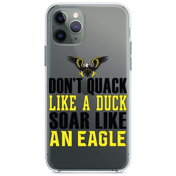 DistinctInk Clear Hybrid Case for Apple iPhone 13 Pro (6.1" Screen) - Don't Quack Like Duck, Soar Like Eagle - Raised Bezel Screen Guard