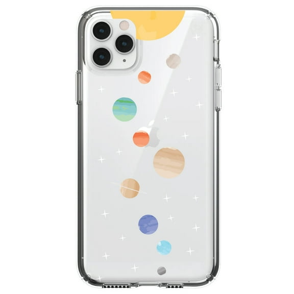 DistinctInk Clear Hybrid Case for Apple iPhone 13 Pro (6.1" Screen) - Planets with Sun - Lightweight Grip