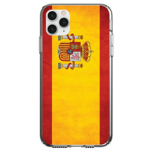 DistinctInk Clear Hybrid Case for Apple iPhone 13 Pro (6.1" Screen) - Show Your Love of Spain - Slim Profile Design