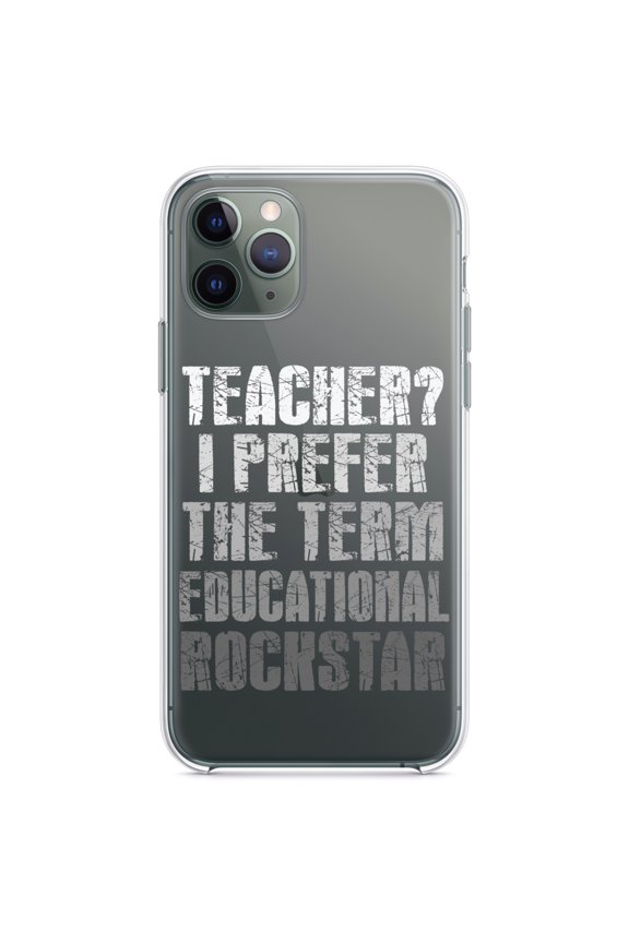Clear Hybrid Case for Apple iPhone 13 Pro (6.1" Screen) - Teacher I Prefer Educational Rockstar - Lightweight Grip