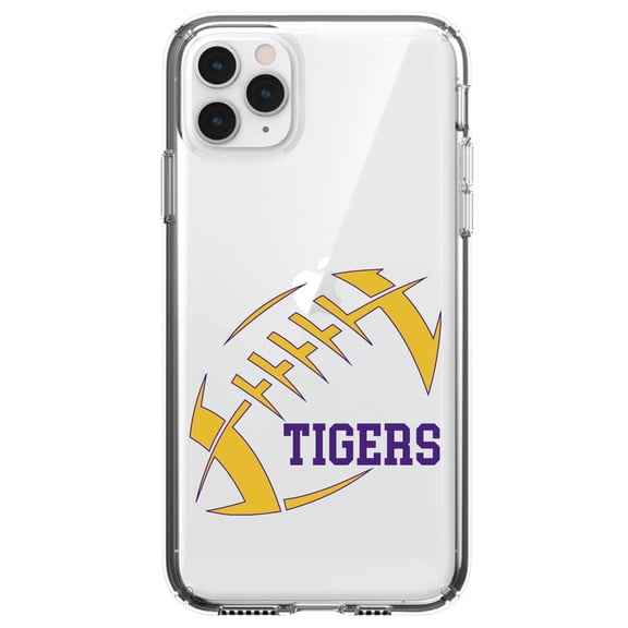 DistinctInk Clear Hybrid Case for Apple iPhone 13 Pro (6.1" Screen) - Purple, Gold - Slim Profile Design