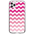 thumbnail image 1 of DistinctInk Clear Hybrid Case for Apple iPhone 13 Pro (6.1" Screen) - White Pink Fade Ombré Chevron Stripes - Lightweight Grip, 1 of 2
