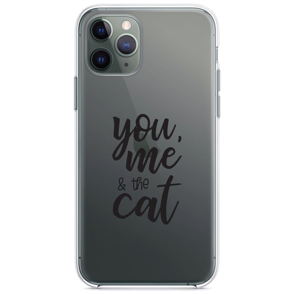 DistinctInk Clear Hybrid Case for Apple iPhone 13 Pro (6.1" Screen) - You, Me & the Cat - Shockproof Protection