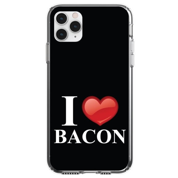 DistinctInk Clear Hybrid Case for Apple iPhone 13 Pro Max (6.7" Screen) - Show Your Love of Bacon - Lightweight Grip