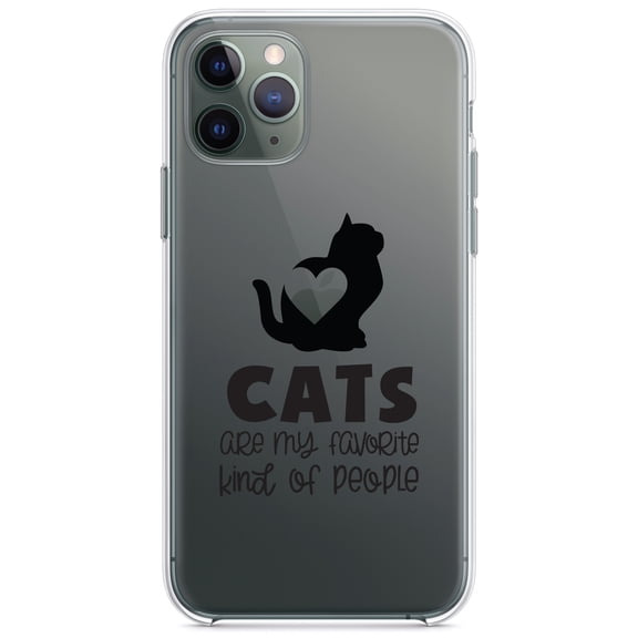 DistinctInk Clear Hybrid Case for Apple iPhone 13 Pro Max (6.7" Screen) - Cats Are My Favorite Kind of People - Shockproof Protection