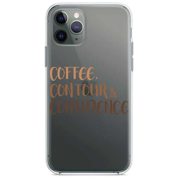 DistinctInk Clear Hybrid Case for Apple iPhone 13 Pro Max (6.7" Screen) - Coffee Contour & Confidence - Lightweight Grip