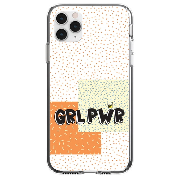 DistinctInk Clear Hybrid Case for Apple iPhone 13 Pro Max (6.7" Screen) - Crown, Polka Dots - Lightweight Grip