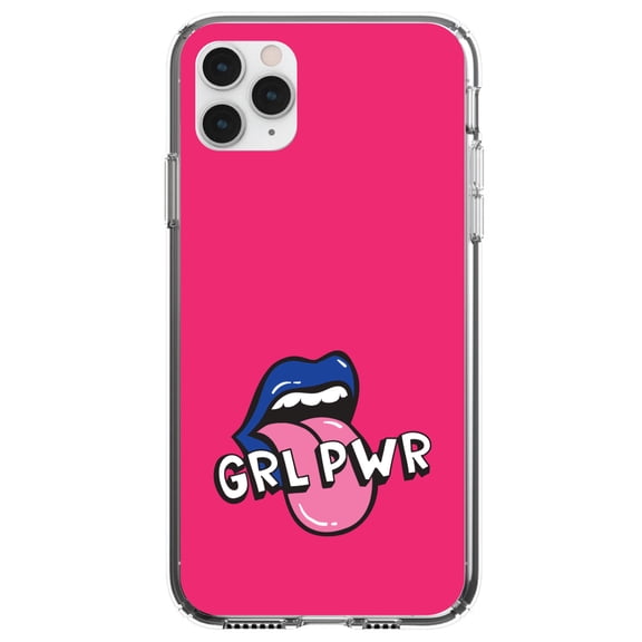 DistinctInk Clear Hybrid Case for Apple iPhone 13 Pro Max (6.7" Screen) - Loud Mouth, Pink & Blue - Raised Bezel Screen Guard