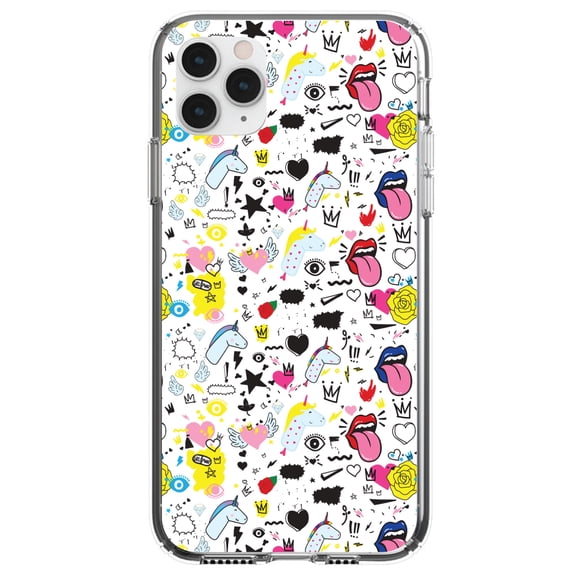 DistinctInk Clear Hybrid Case for Apple iPhone 13 Pro Max (6.7" Screen) - Unicorn Crowns Loud Mouth - Raised Bezel Screen Guard